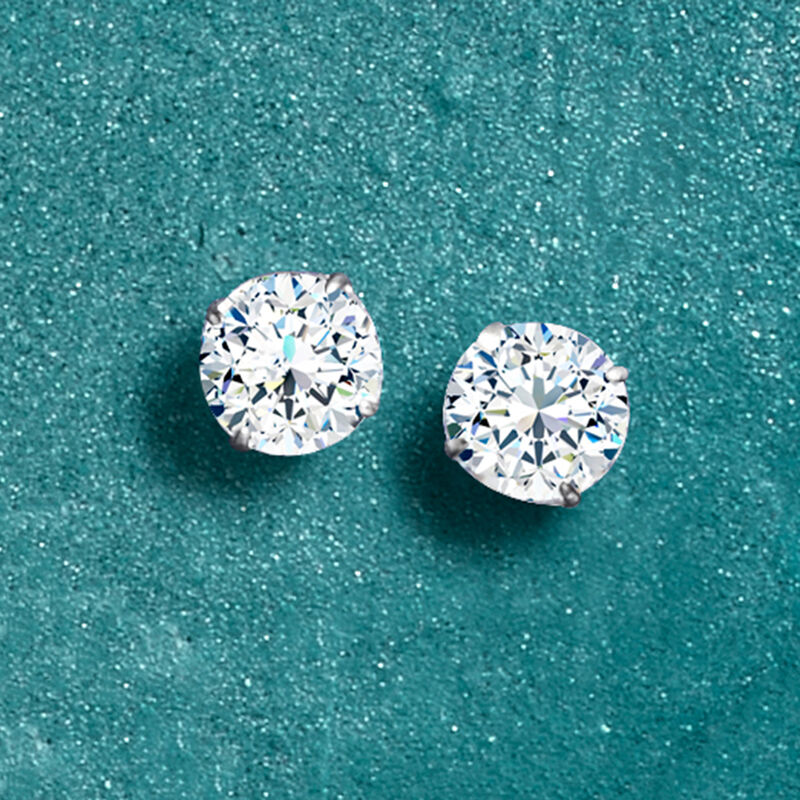 1.00 ct. t.w. CZ Stud Earrings in 14kt White Gold image number 4