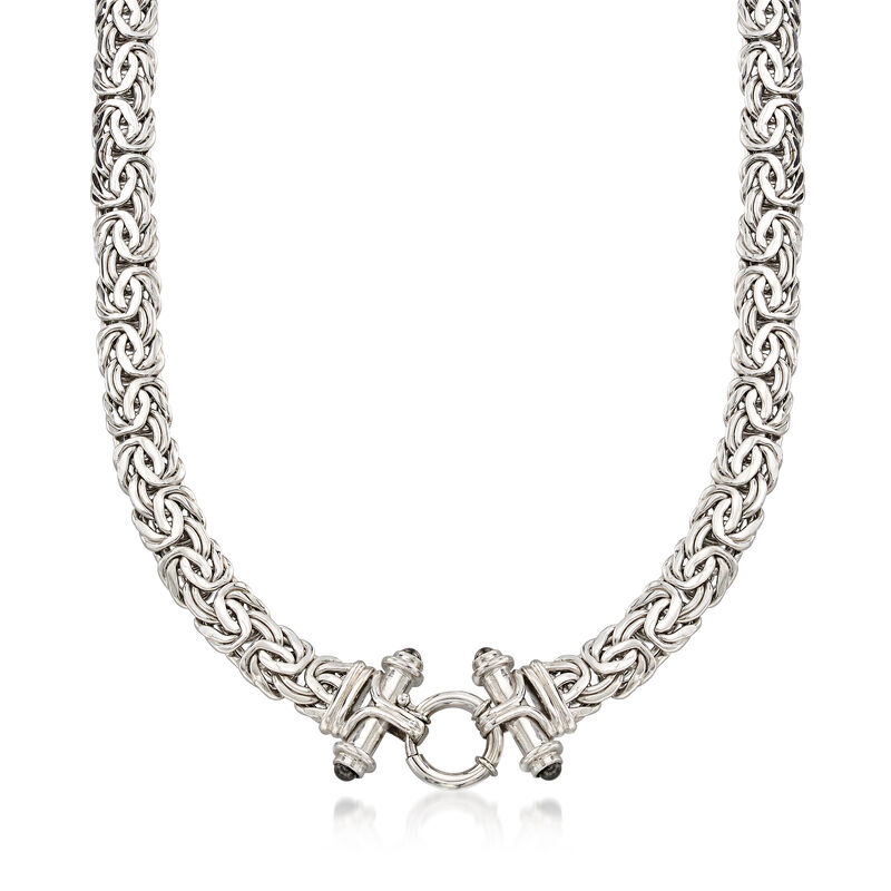 Sterling Silver Byzantine Necklace with Black Onyx image number 0