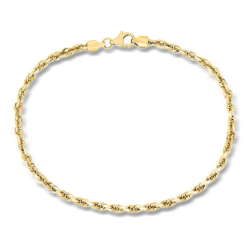 3mm Solid 14kt Yellow Gold Diamond-Cut Rope-Chain Bracelet image number 0