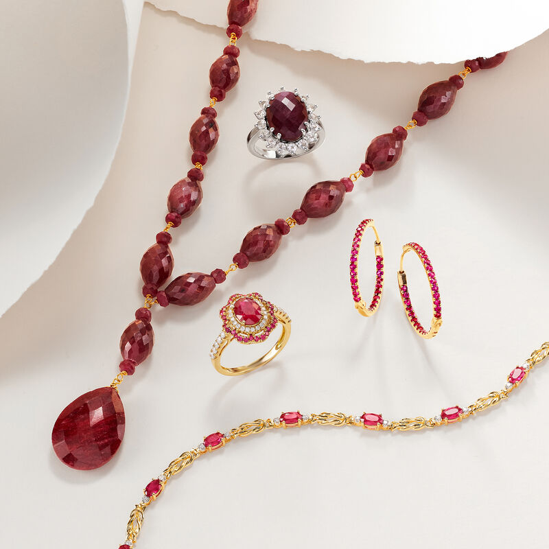 2.40 ct. t.w. Ruby Knot Bracelet with Diamond Accents in 14kt Yellow Gold image number 2