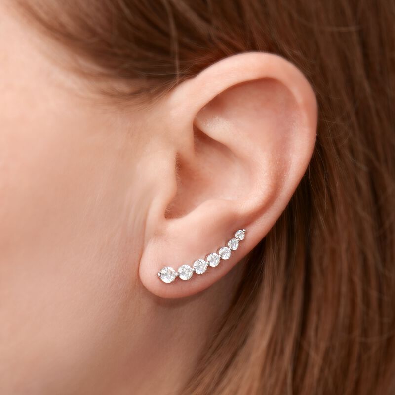 1.90 ct. t.w. Graduated CZ Ear Crawlers in Sterling Silver image number 3
