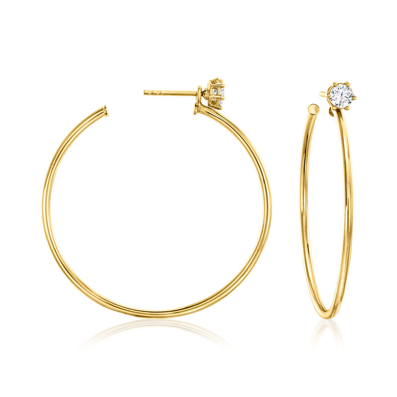 Italian .50 ct. t.w. CZ Jewelry Set: Stud Earrings and Hoop Earring Jackets in 18kt Gold Over Sterling. 1 1/2&quot; image number 2