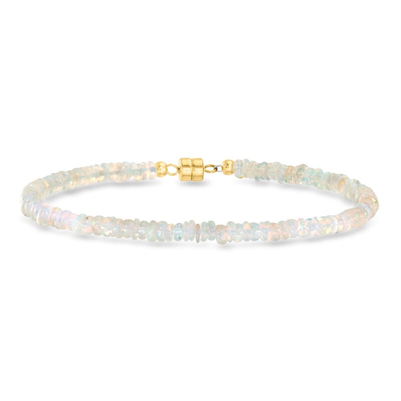 3.5-4mm Opal Bead Bracelet with 14kt Yellow Gold Magnetic Clasp image number 0