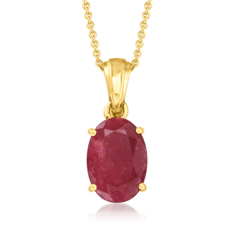 5.50 Carat Ruby Pendant Necklace in 18kt Gold Over Sterling. 18&quot; image number 1