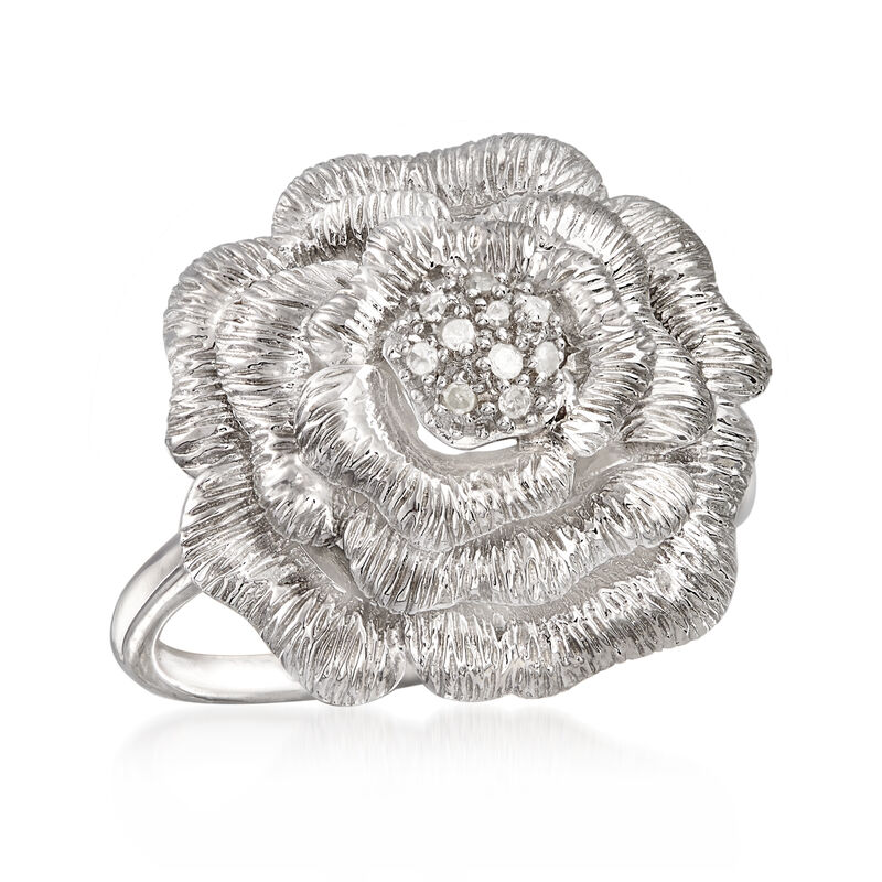 Diamond Rose Ring in Sterling Silver image number 3