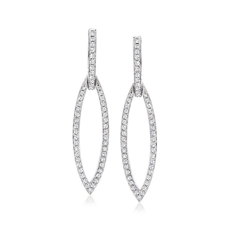 C. 1980 Vintage 2.50 ct. t.w. Marquise-Shaped Drop Earrings in 18kt White Gold image number 0