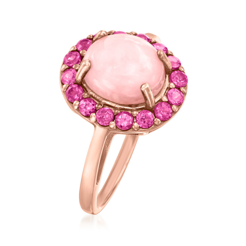 Pink Opal and 1.20 ct. t.w. Rhodolite Garnet Ring in 18kt Rose Gold Over Sterling image number 2