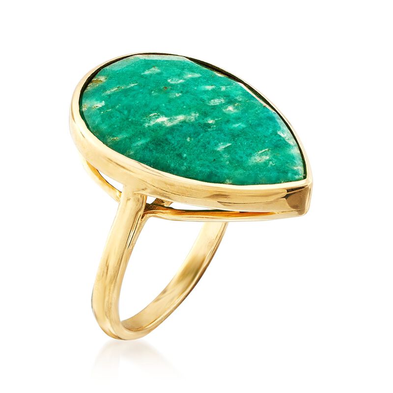 Amazonite Ring in 18kt Yellow Gold Over Sterling Silver image number 2