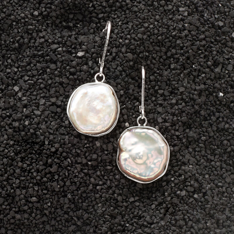 15-17mm Cultured Keshi Pearl Drop Earrings in Sterling Silver image number 2