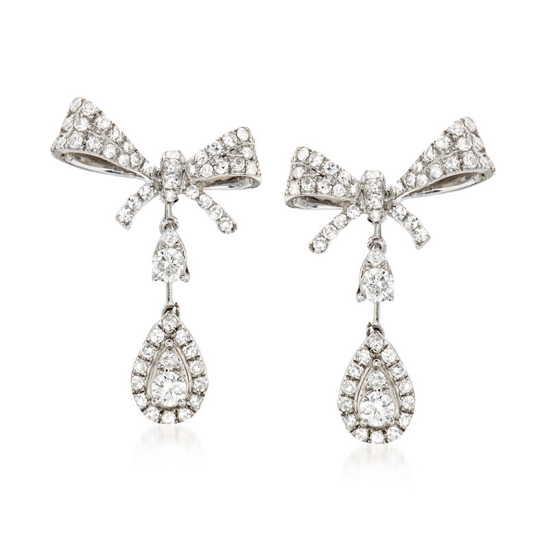.75 ct. t.w. Diamond Bow Drop Earrings in 14kt White Gold image number 0