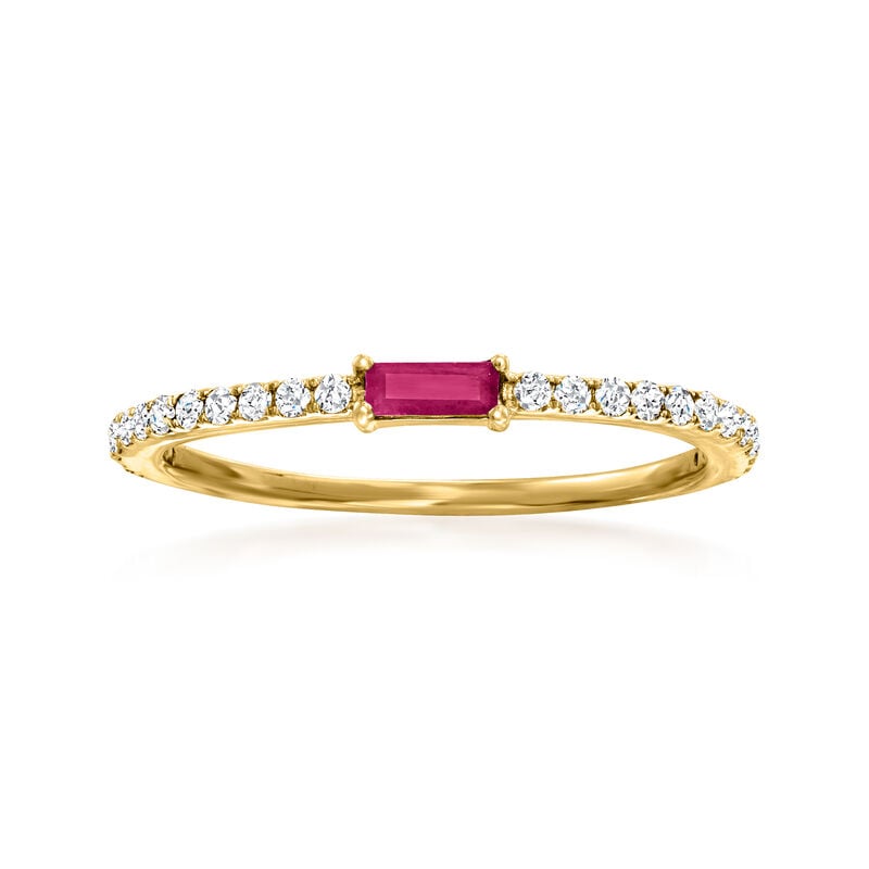 .10 Carat Ruby and .20 ct. t.w. Diamond Ring in 14kt Yellow Gold image number 0