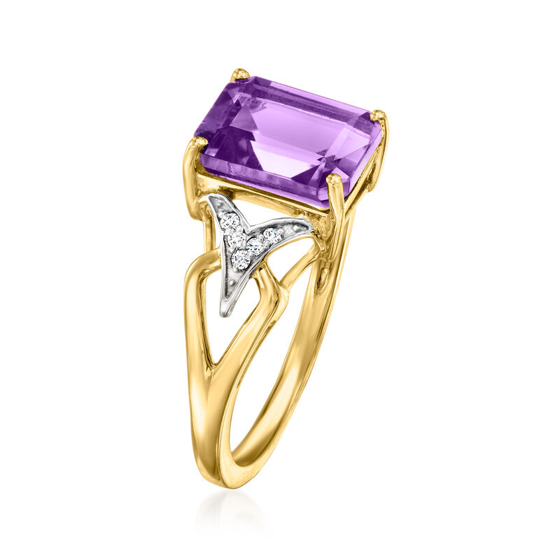 2.30 Carat Amethyst Ring with Diamonds in 14kt Yellow Gold image number 2