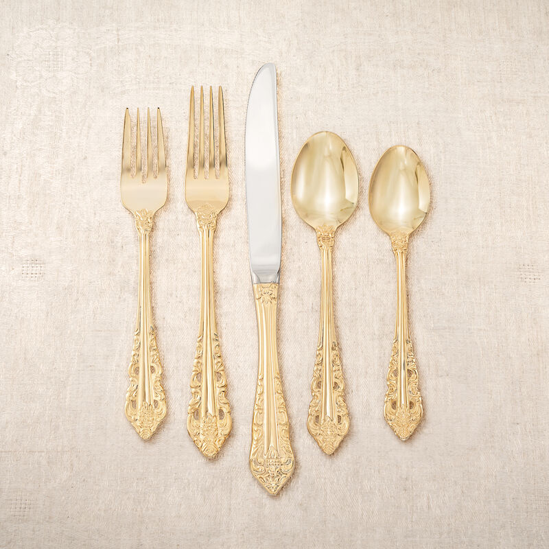 Wallace &quot;Antique Baroque&quot; Gold-Plated Stainless Steel Flatware image number 0