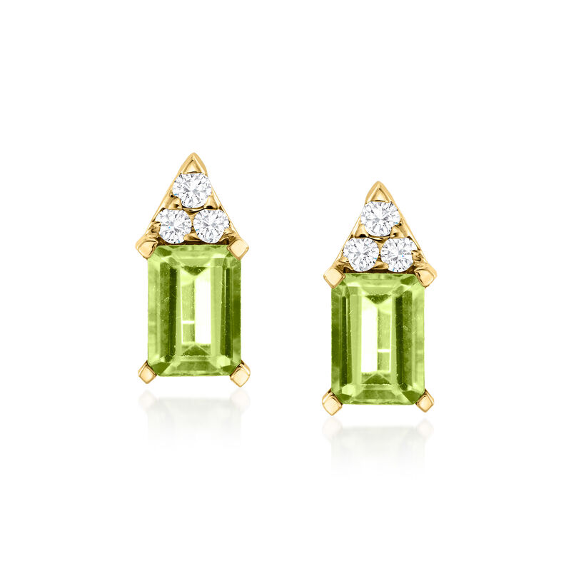 2.00 ct. t.w. Peridot and .15 ct. t.w. Diamond Earrings in 14kt Yellow Gold  image number 0