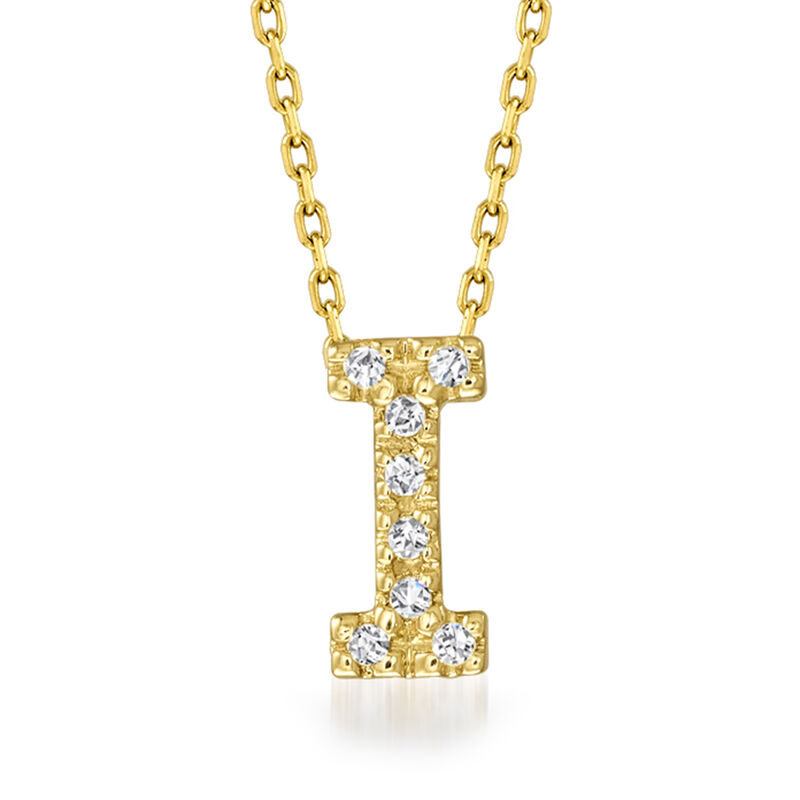 I - Diamond Initial Necklace in 14kt Yellow Gold. 16"   image number 0