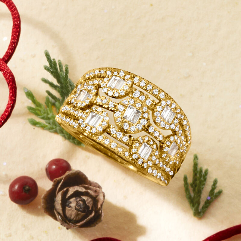 1.00 ct. t.w. Diamond Multi-Row Ring in 14kt Yellow Gold image number 4