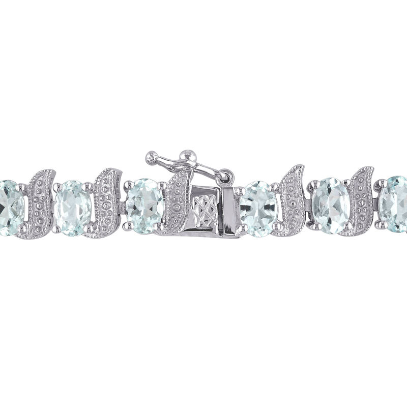 9.50 ct. t.w. Aquamarine Tennis Bracelet with Diamonds in Sterling Silver image number 2