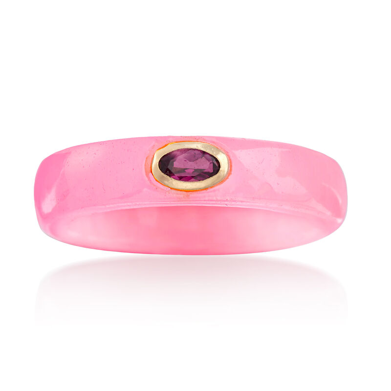 Multicolored Jade and Multi-Stone Jewelry Set: Seven Bands with Diamond-Accented 14kt Gold Ring Jacket image number 8
