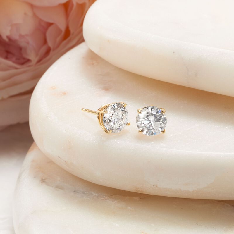 2.00 ct. t.w. Diamond Stud Earrings in 14kt Yellow Gold image number 2