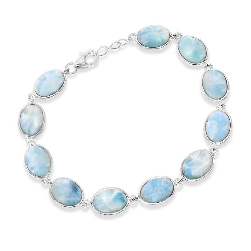 Larimar Link Bracelet in Sterling Silver. 8&quot; image number 2