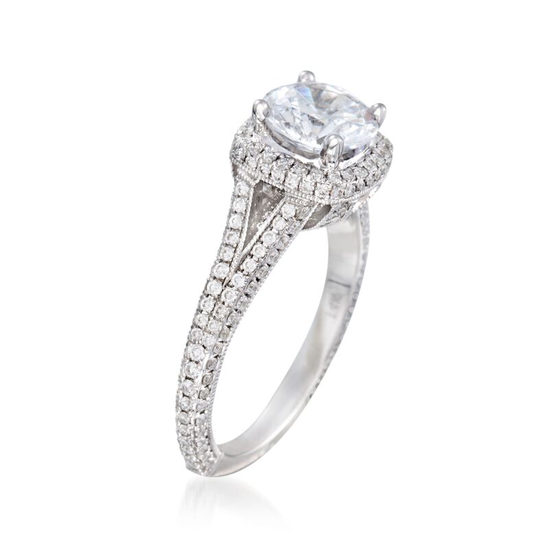 .90 ct. t.w. Diamond Halo Engagement Ring Setting in 14kt White Gold image number 2