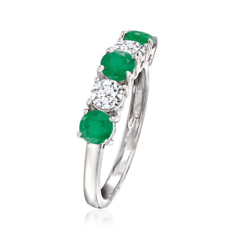 .60 ct. t.w. Emerald and .50 ct. t.w. Lab-Grown Diamond Ring in 14kt White Gold image number 2