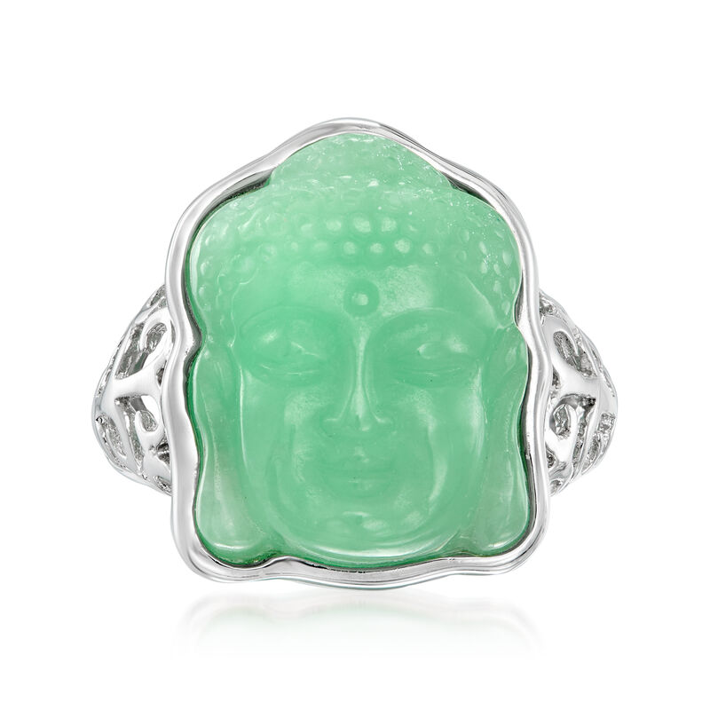 Jade Buddha Ring in Sterling Silver image number 0