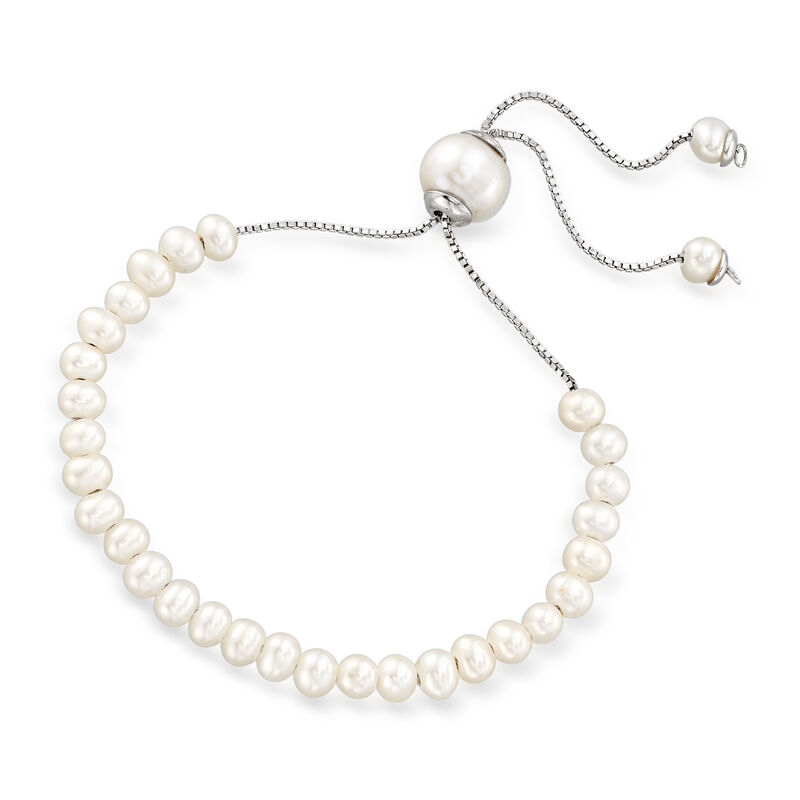 4-9mm Cultured Pearl and Sterling Silver Bead Jewelry Set: Three Bolo Bracelets image number 7