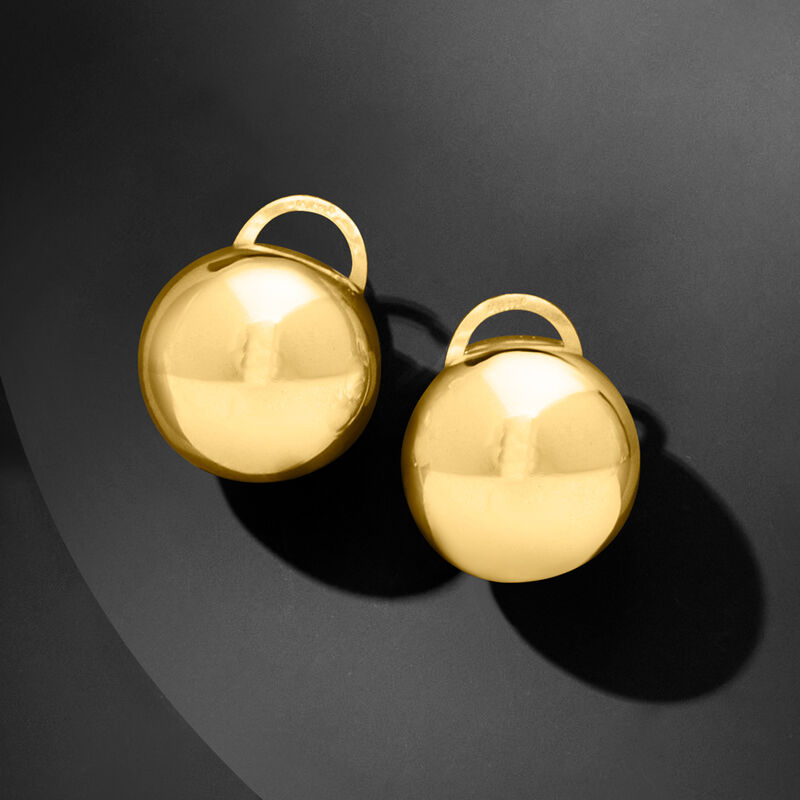 Italian 14mm 18kt Gold Over Sterling Dome Clip-On Earrings image number 4