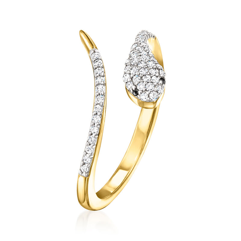 .20 ct. t.w. Black and White Diamond Snake Ring in 18kt Gold Over Sterling image number 2