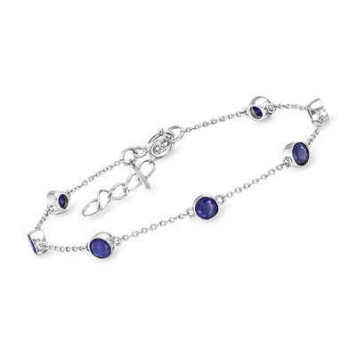 2.50 ct. t.w. Sapphire Station Bracelet in Sterling Silver