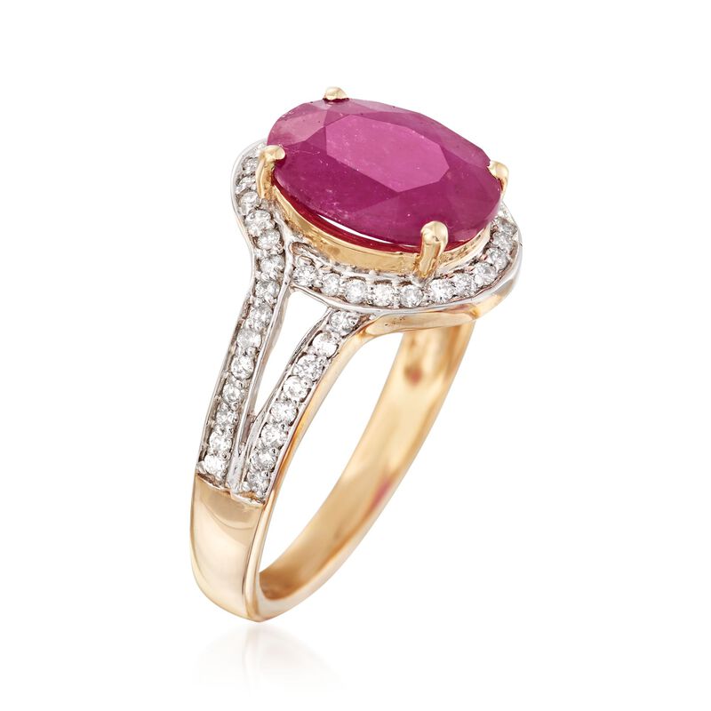 2.60 Carat Ruby and .31 ct. t.w. Diamond Ring in 14kt Yellow Gold image number 2