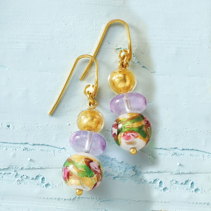 Italian Multicolored Murano Glass Bead Earrings in 18kt Gold Over Sterling image number 2