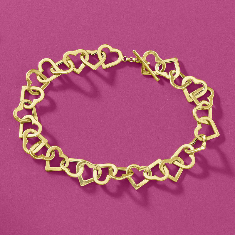 14kt Yellow Gold Heart-Link Bracelet image number 2