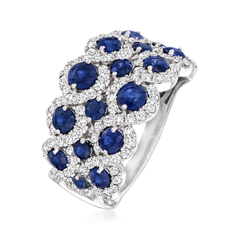 1.50 ct. t.w. Sapphire and 1.00 ct. t.w. Diamond Ring in 14kt White Gold image number 2