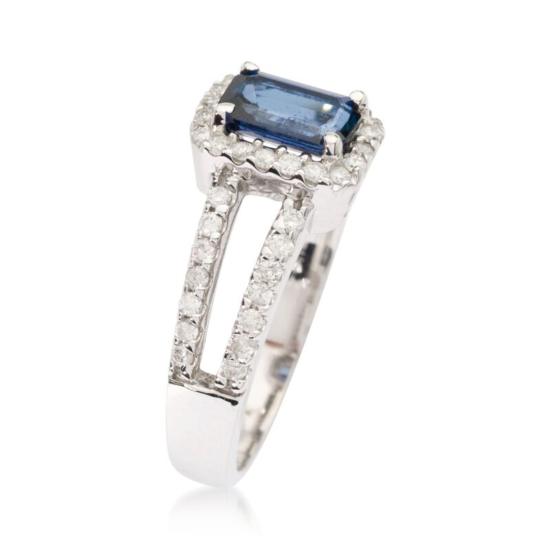 1.15 Carat Sapphire and .55 ct. t.w. Diamond Ring in 14kt White Gold image number 1