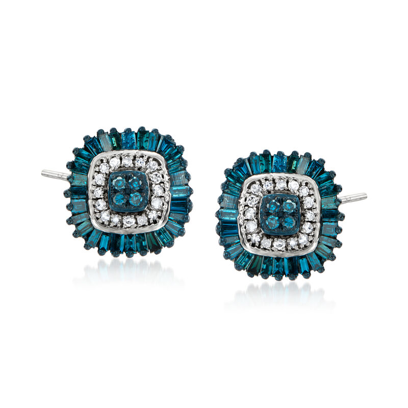 .50 ct. t.w. Blue and White Diamond Stud Earrings in Sterling Silver image number 0