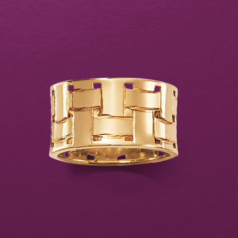 Italian 14kt Yellow Gold Basketweave Ring image number 3