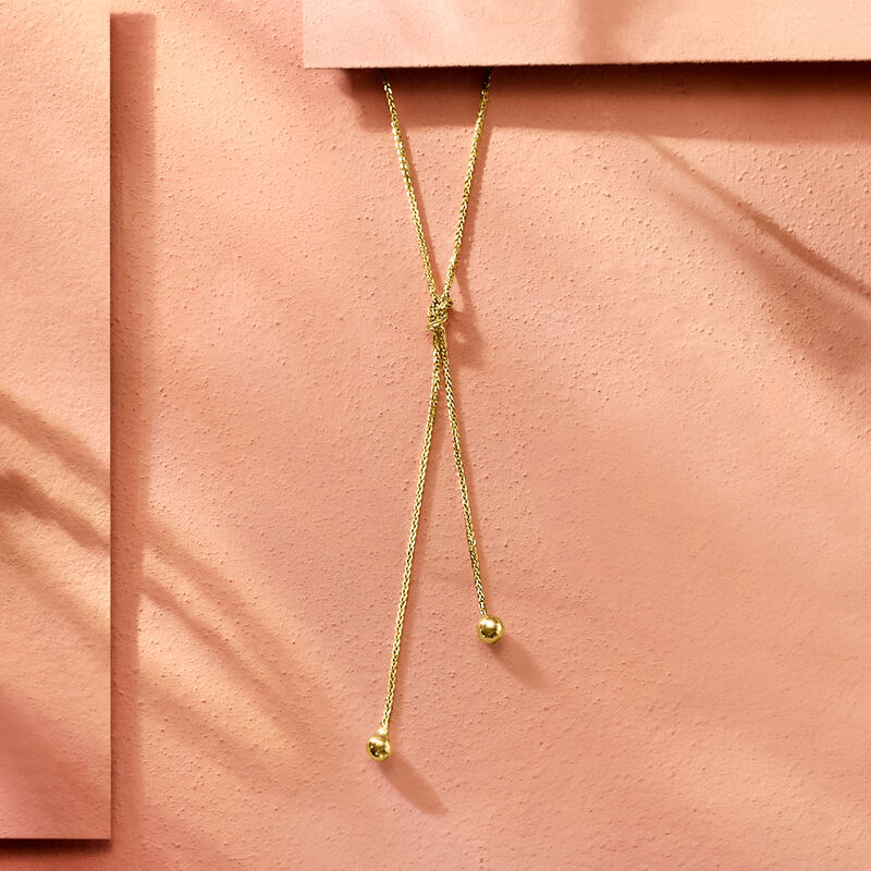Italian 14kt Yellow Gold Lariat Knot Necklace. 16" image number 2