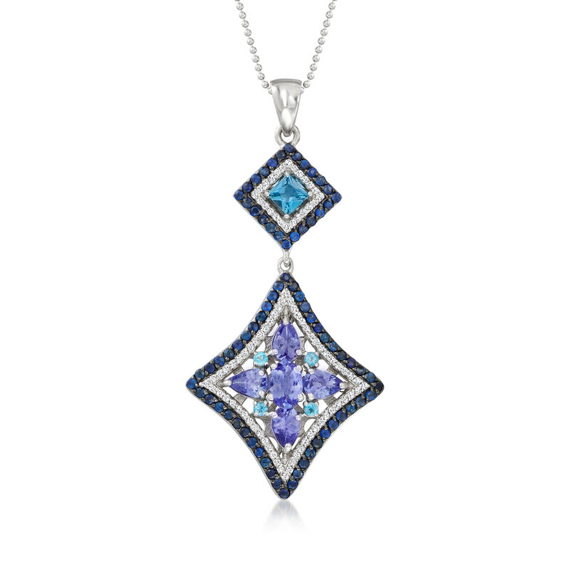 2.00 ct. t.w. Tanzanite Pendant Necklace with 2.70 ct. t.w. Multi-Gemstones in Sterling Silver image number 0