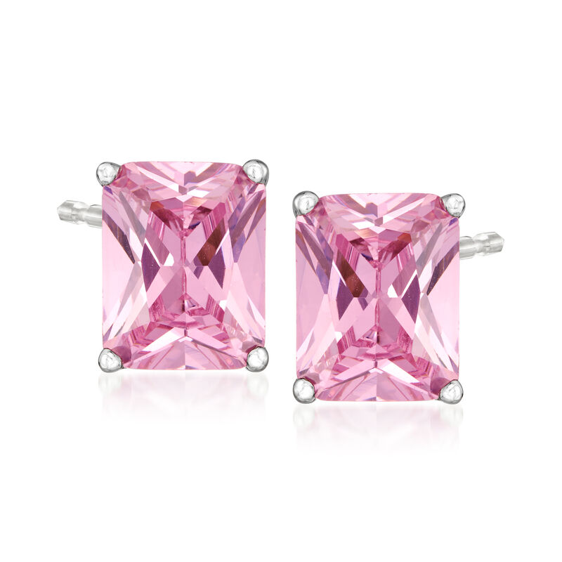 5.50 ct. t.w. Simulated Pink Sapphire Stud Earrings in Sterling Silver  image number 0