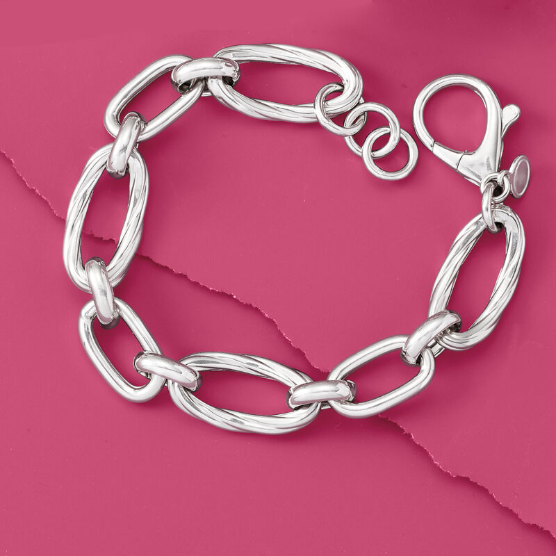 Italian Sterling Silver Oval-Link Bracelet image number 2