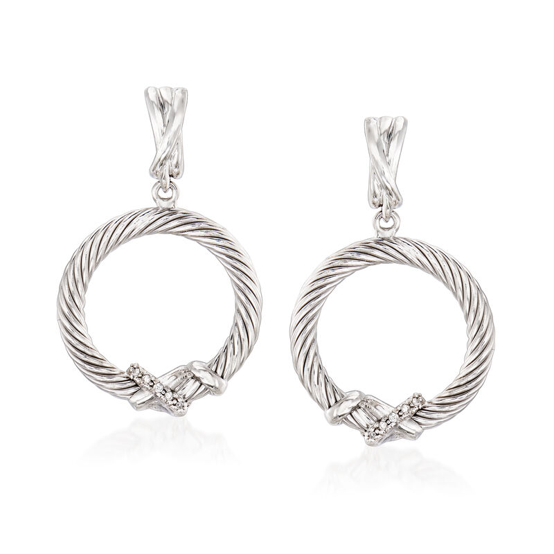 Phillip Gavriel &quot;Italian Cable&quot; Sterling Silver Drop Earrings.  image number 0