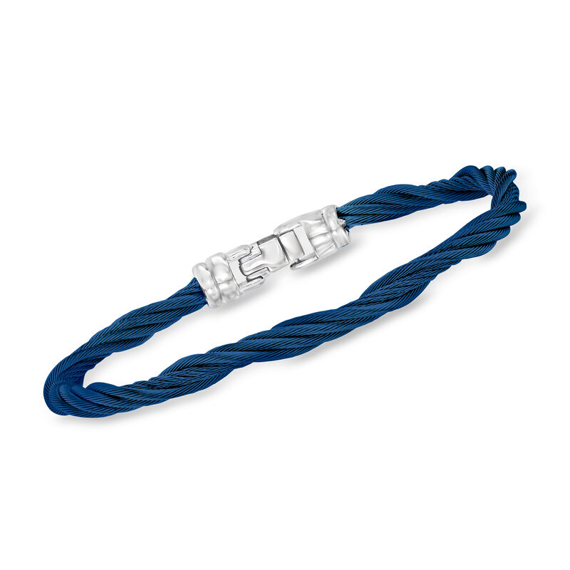 ALOR Blue Stainless Steel Twisted Cable Bracelet image number 0