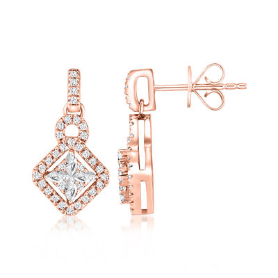 .50 ct. t.w. Diamond Geometric Earrings in 14kt Rose Gold