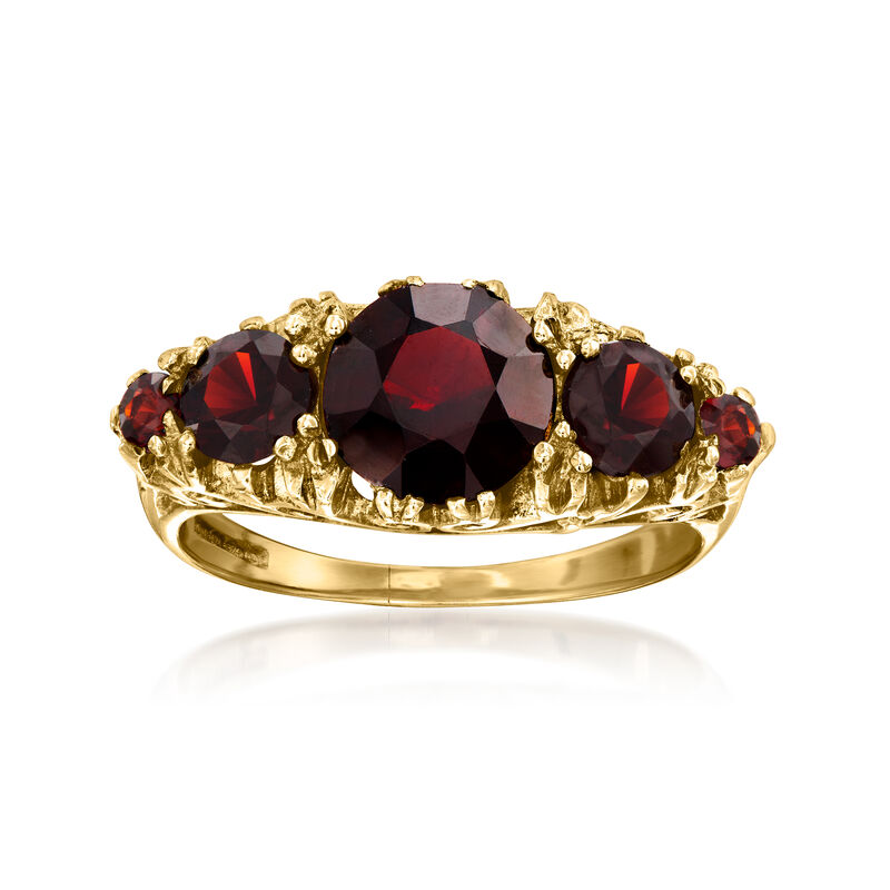 C. 1980 Vintage 2.95 ct. t.w. Garnet Ring in 9kt Yellow Gold with British Hallmark. Size 7.75 image number 0