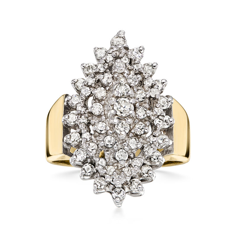 C. 1980 Vintage 1.25 ct. t.w. Diamond Navette Ring in 14kt Yellow Gold. Size 6.25 image number 0