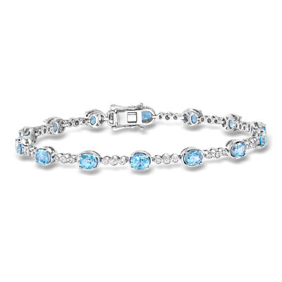 4.80 ct. t.w. Aquamarine and .50 ct. t.w. Diamond Bracelet in 18kt White Gold