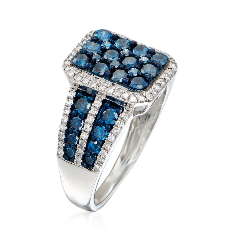 1.50 ct. t.w. Blue and White Diamond Ring in Sterling Silver image number 2