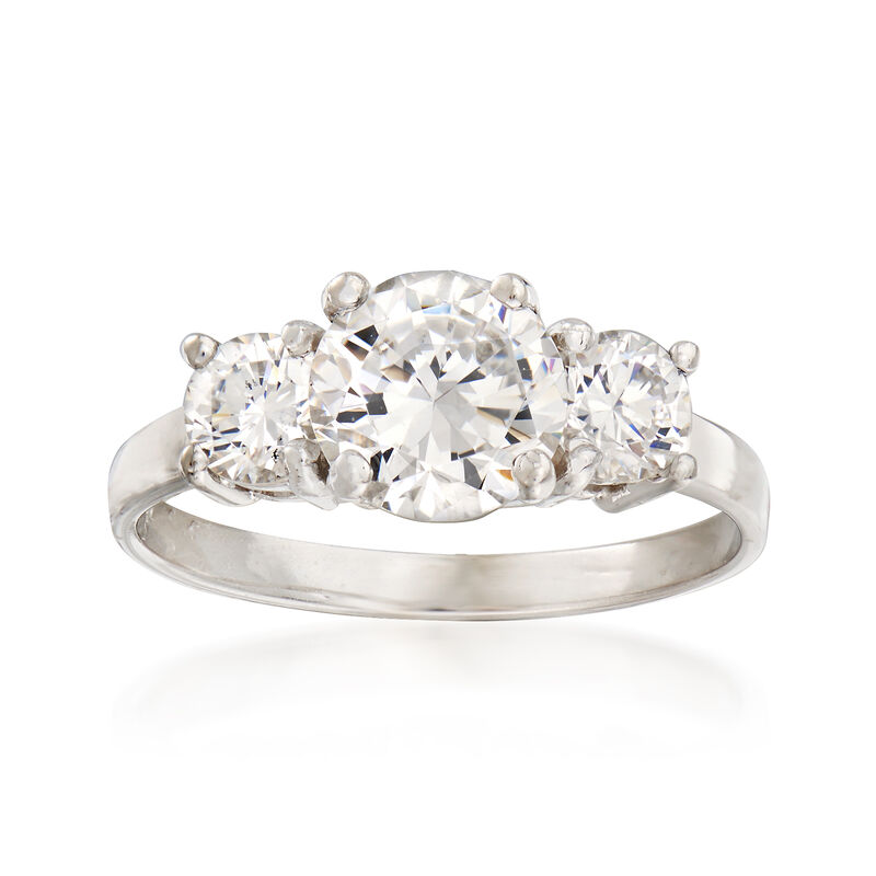 C. 1990 Vintage 1.60 ct. t.w. CZ Three-Stone Ring in 14kt White Gold. Size 5 image number 0